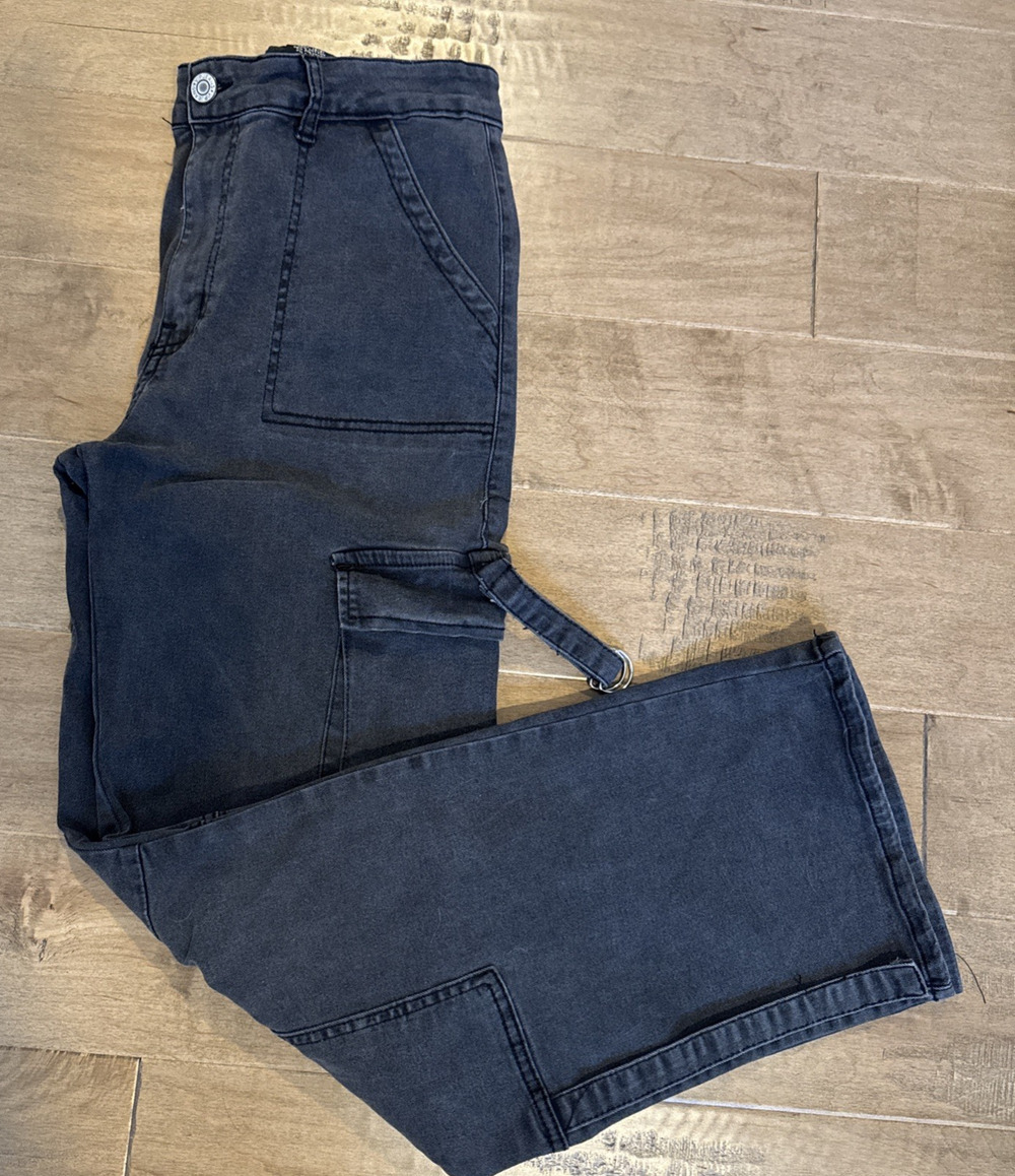 VIP Jeans Womens Size 13/31 Washed Black Cargo Pockets Skater Grunge